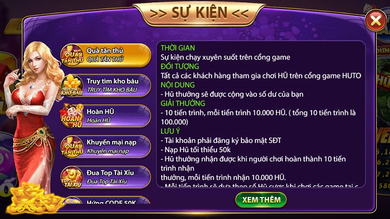 Top sự kiện khuyến mãi Huto nhất định phải tham gia tại cổng game