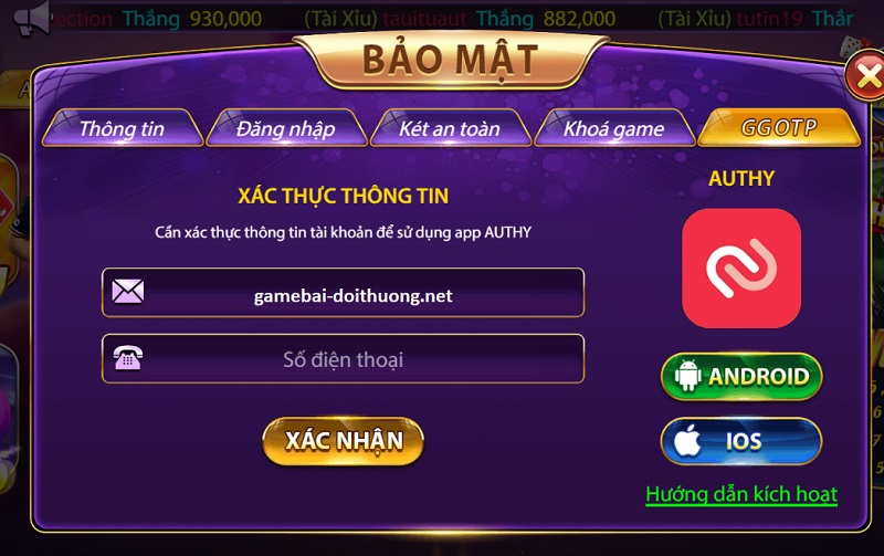 Tính năng xác thực GG OTP nâng cao bảo mật