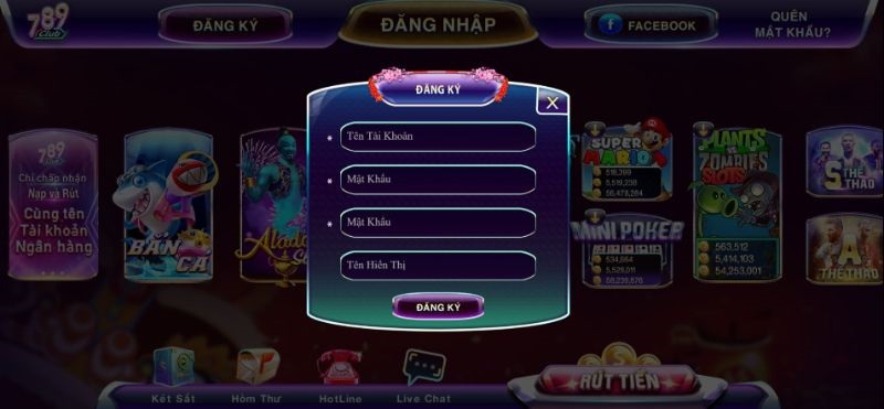 Đăng ký tài khoản tại cổng game bài 789 Club đơn giản