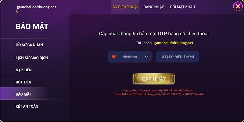 Bảo mật thông tin thành viên tại cổng game qua số điện thoại