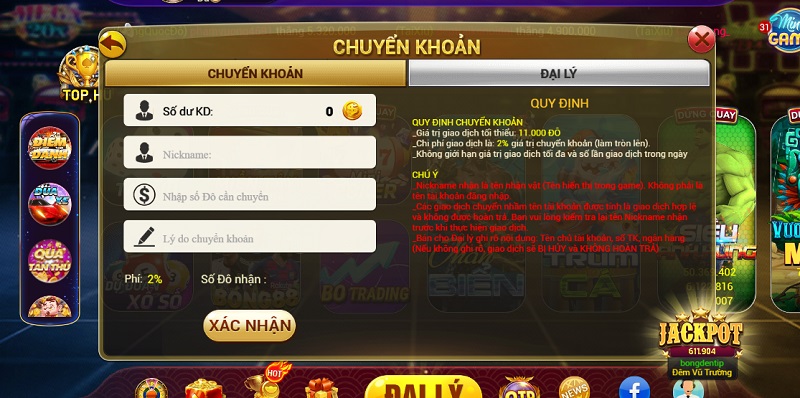 Đổi thẻ rút tiền tại game bài Dola88