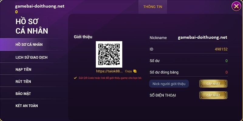 Tính năng quản lý tài khoản tại cổng game nổ hũ đổi thưởng OK88