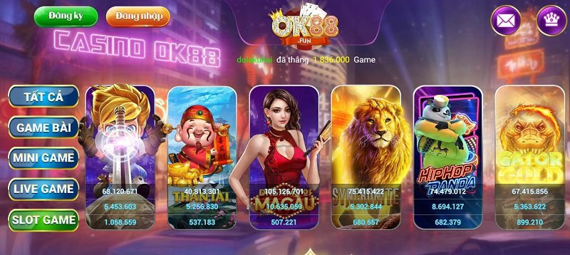 Hệ thống kho trò chơi chất lượng đỉnh cao tại cổng game nổ hũ OK88