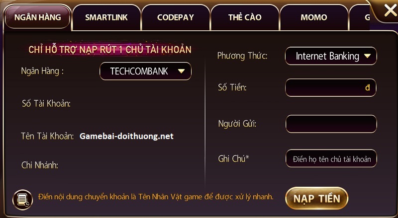 Hướng dẫn nạp tiền tại cổng game chất lượng Sunvin