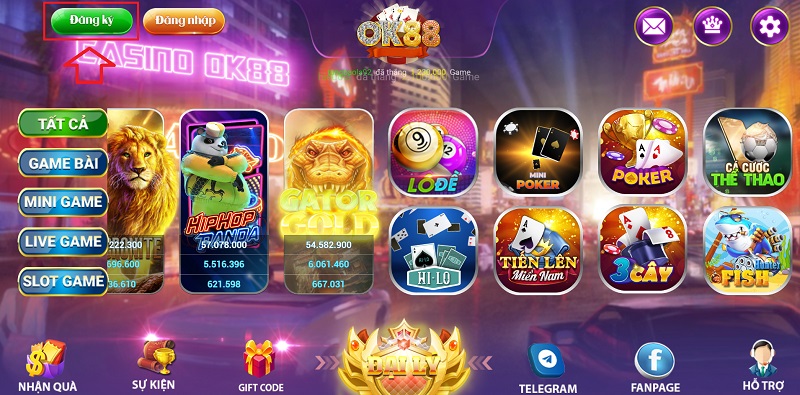 Truy cập cổng game bài OK88 uy tín