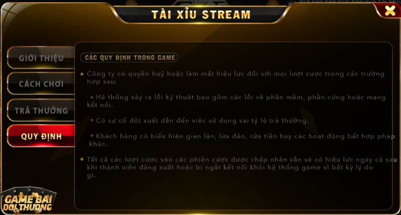 Quy định về các chính sách trong tài xỉu livestream Go88