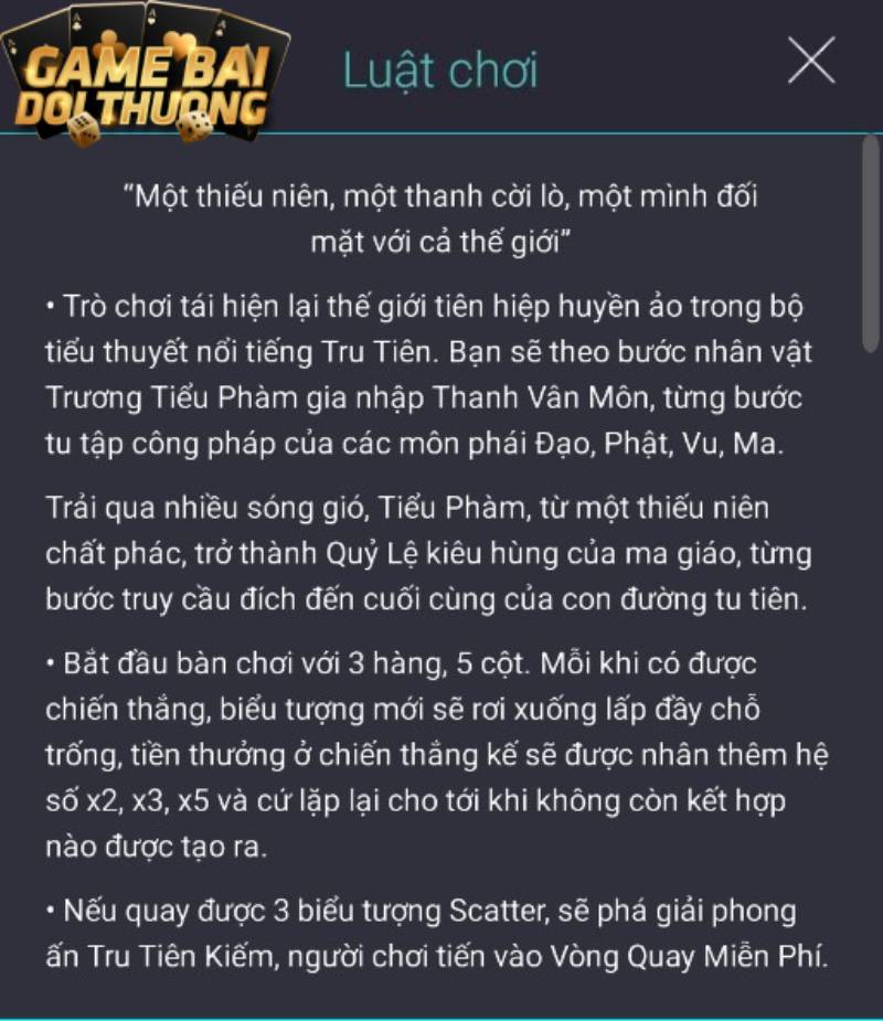 Luật chơi cơ bản của Tru Tiên 789 Club