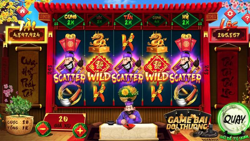 Giao diện đồ họa tựa game slots ông Đồ Sunwin được thiết kế đặc sắc