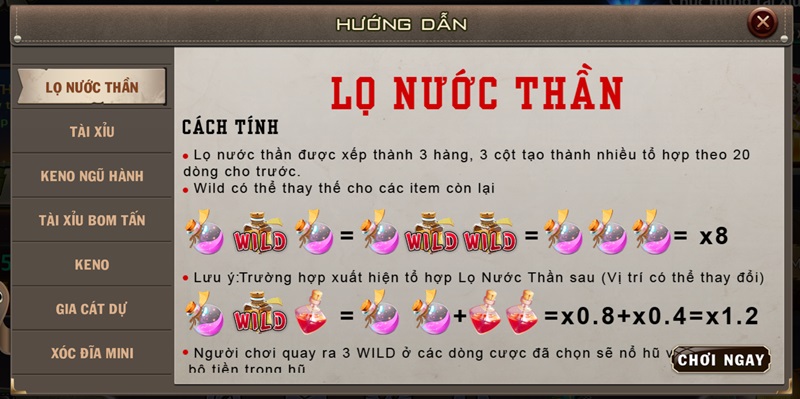 Cách tính điểm minigame Lọ nước thần 