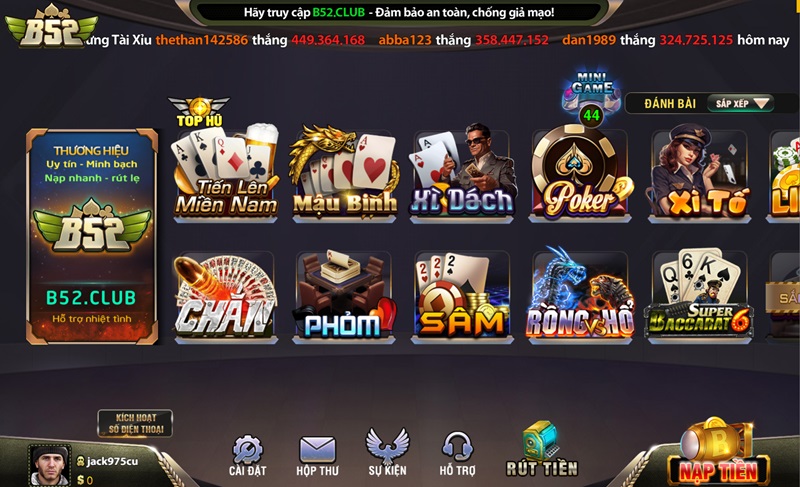 Game bài đổi thưởng Phỏm B52 Club nhiều người chơi 